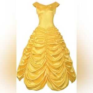 Yellow Satin Adult Princess Prom Costume